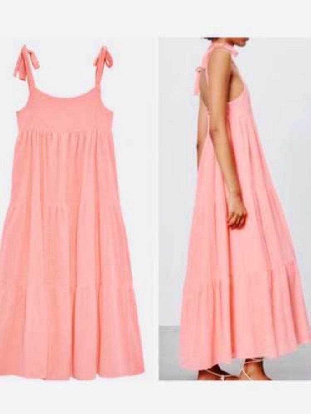 Zara Pink Tie-Shoulder Maxi Dress